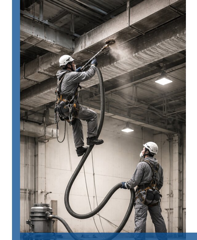 Обеспыливание потолочных конструкций в Боре промышленным альпинизмом