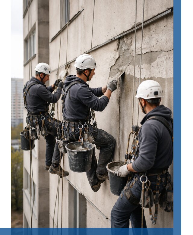 Ремонт бетонных элементов фасада в Боре от 2598 р. | ВЫСОТНИК-Бор