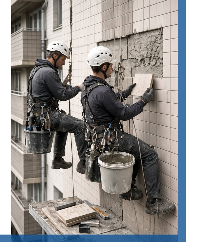 Ремонт облицовки фасада плиткой в Боре от 1870 р. | ВЫСОТНИК-Бор