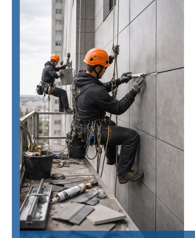 Профессиональный ремонт фасада из керамогранита в Боре