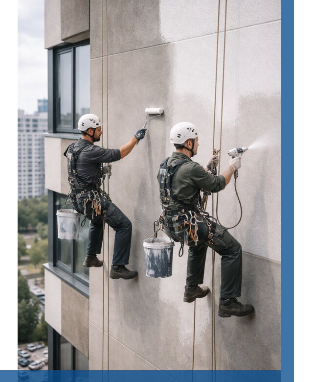 Покраска фасада альпинистами в Боре от 312 р. | ВЫСОТНИК-Бор