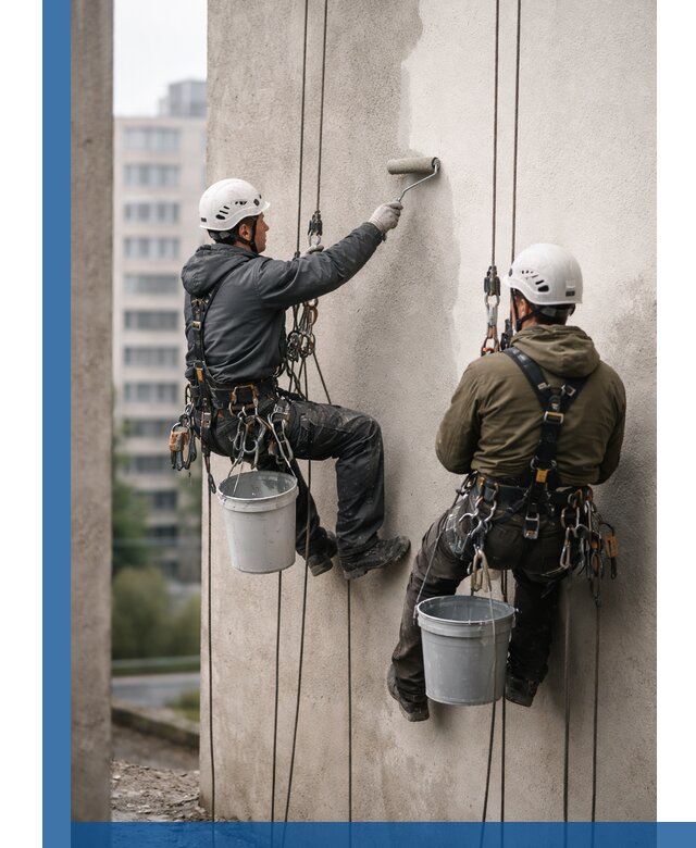 Покраска фасадов высотными альпинистами в Боре с гарантией