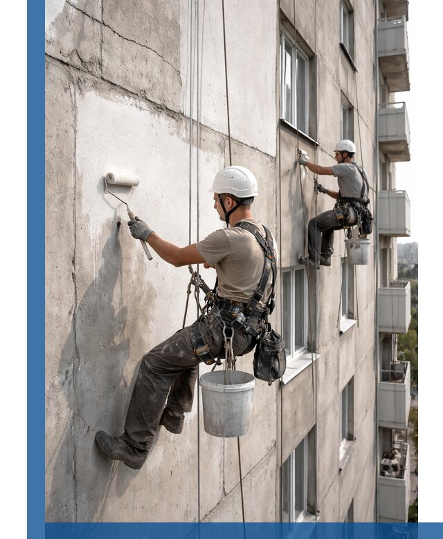 Покраска бетонного фасада в Боре для жилых и промышленных объектов