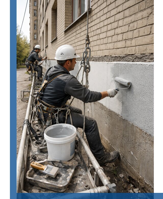 Окраска цоколя здания в Боре профессионально и надежно