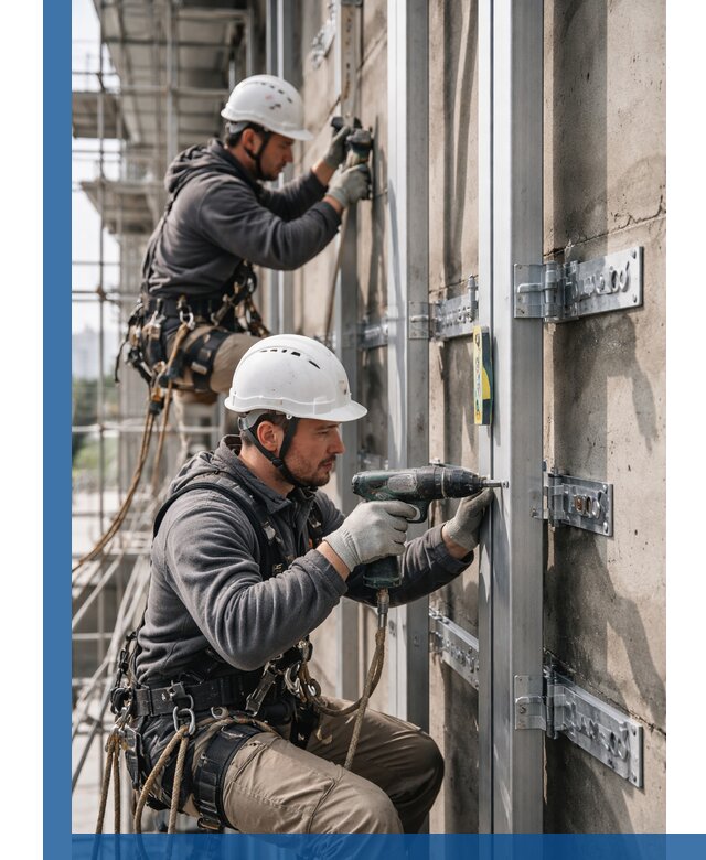 Монтаж и крепление подсистемы вентфасада в Боре