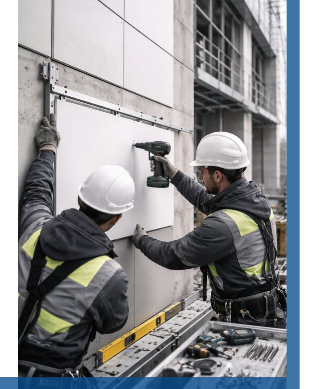 Монтаж композитных панелей фасада в Боре от 2598 р. | ВЫСОТНИК-Бор