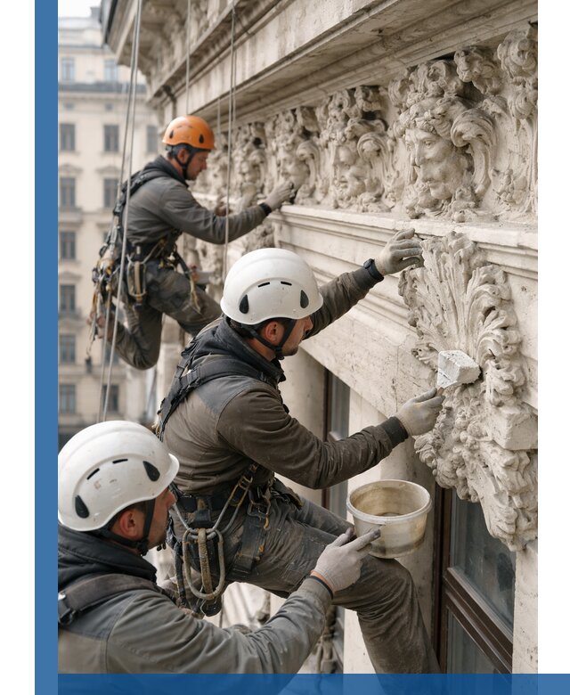 Реставрация фасадной лепнины с высотными работами в Боре