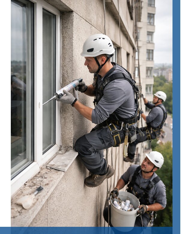 Герметизация оконных швов снаружи в Боре от 1559 р. | ВЫСОТНИК-Бор