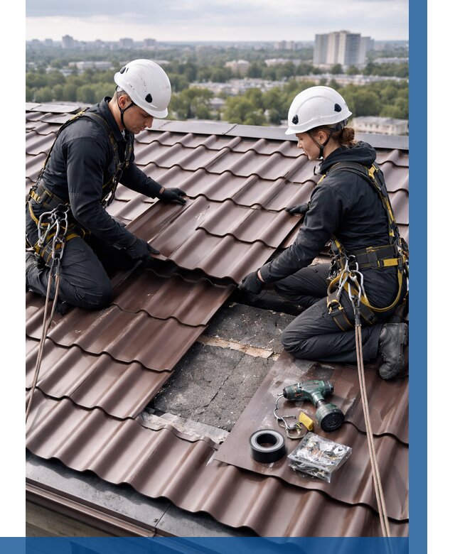 Ремонт металлочерепицы на крыше в Боре от 935 р. | ВЫСОТНИК-Бор