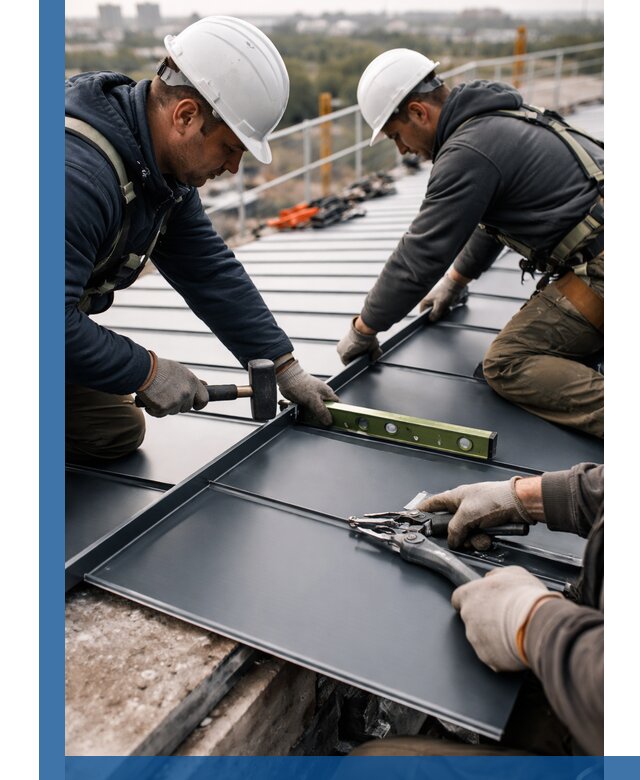 Монтаж фальцевой кровли в Боре для промышленных зданий