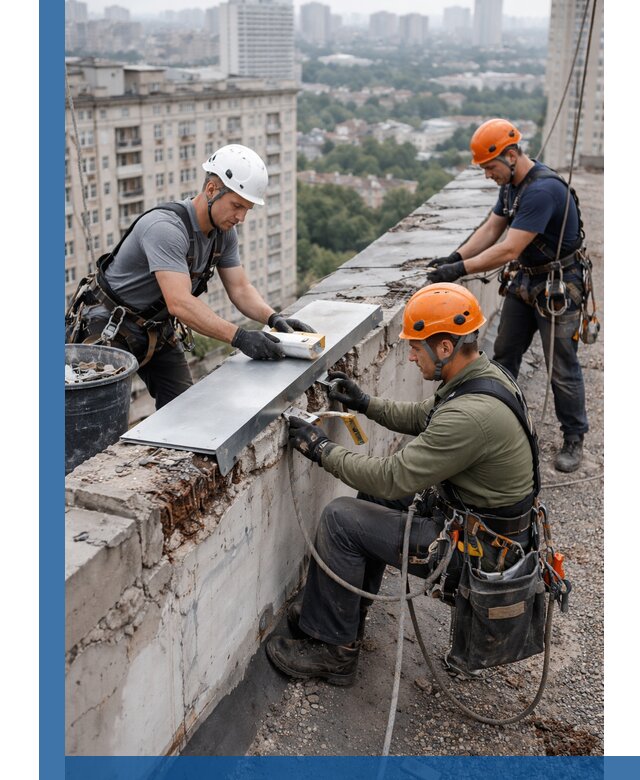 Ремонт парапета на кровле в Боре, высотные работы с гарантией