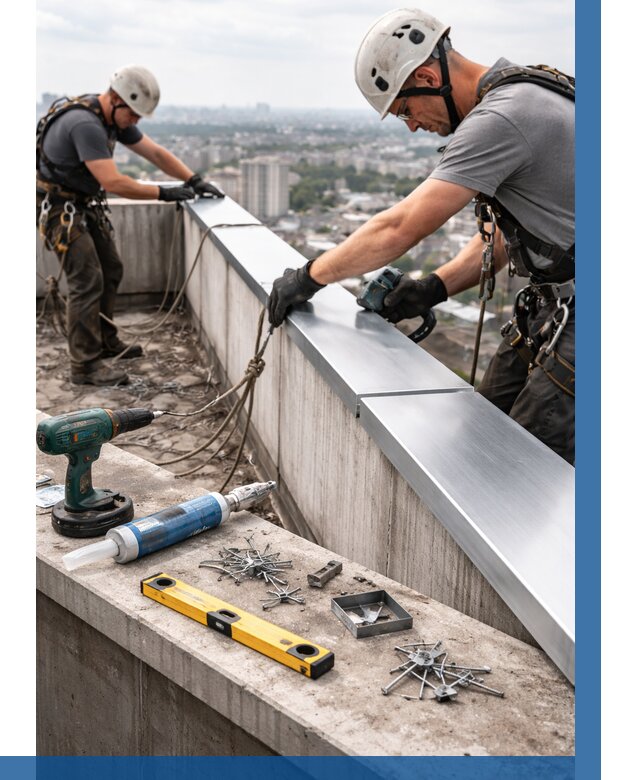 Монтаж парапетных крышек в Боре от 831 р. | ВЫСОТНИК-Бор