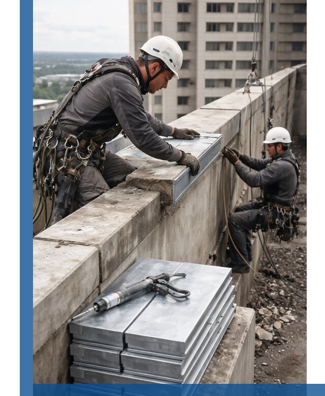 Замена парапетных крышек и установка новых в Боре