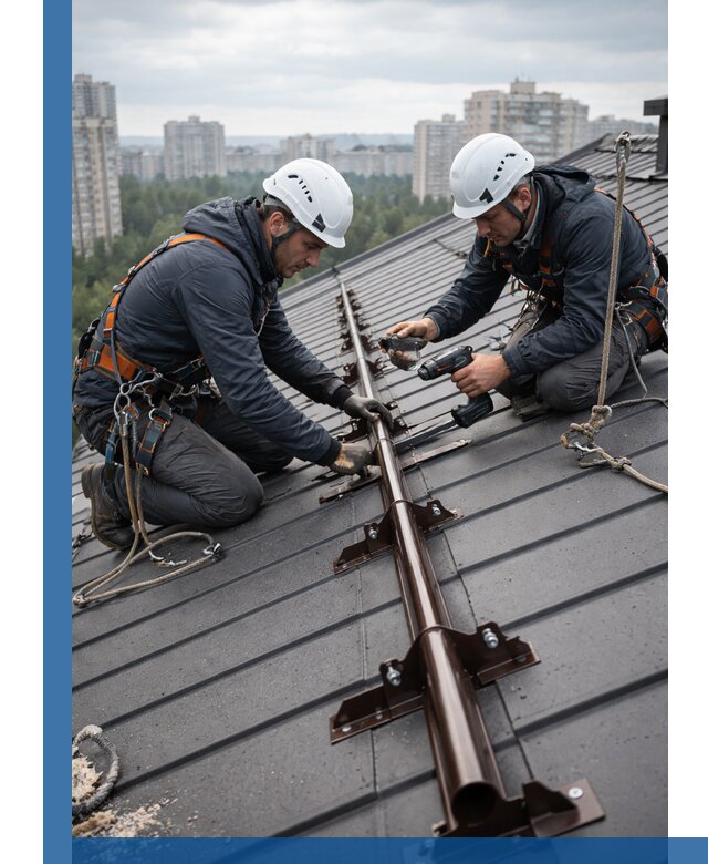 Монтаж снегозадержателей на кровле зданий в Боре под ключ