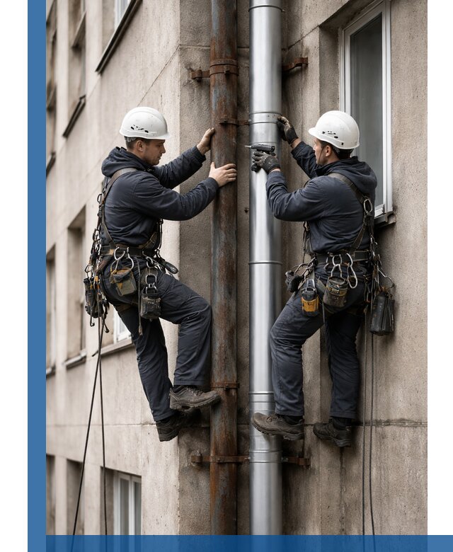 Замена водосточных труб в Боре: монтаж и демонтаж под ключ