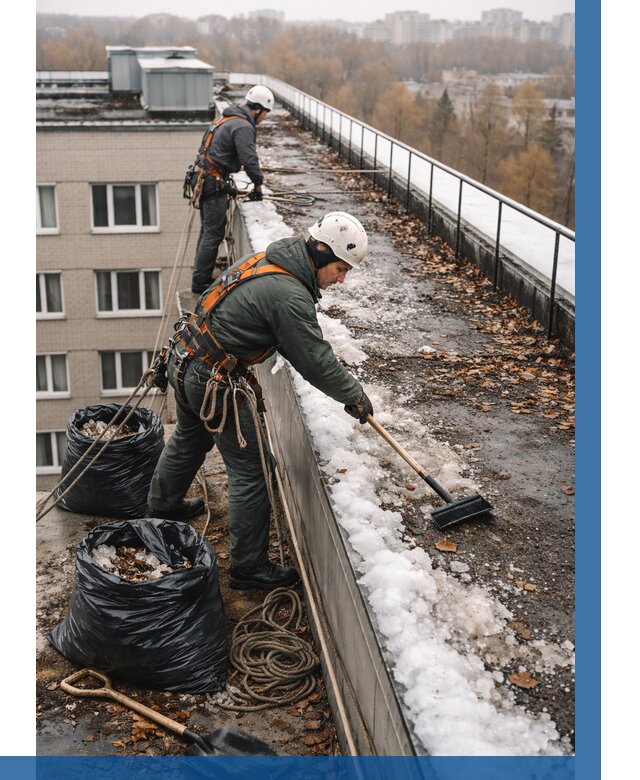 Очистка кровли по периметру в Боре от 571 р. | ВЫСОТНИК-Бор