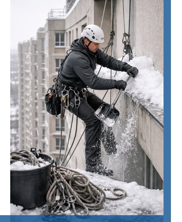 Очистка карнизов от снега в Боре от 312 р. | ВЫСОТНИК-Бор