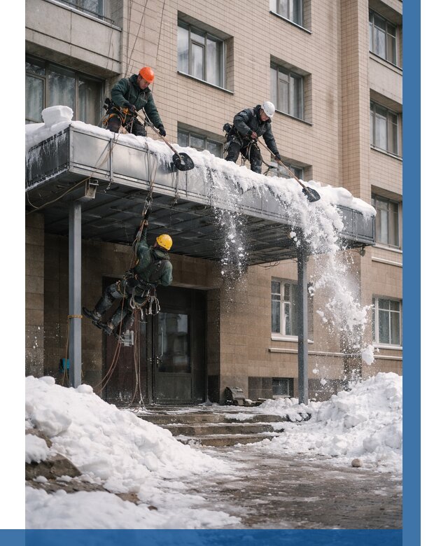 Очистка козырьков от снега в Боре от 3637 р. | ВЫСОТНИК-Бор