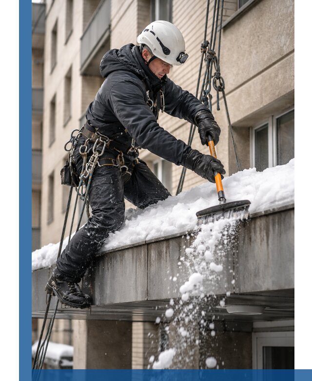 Очистка козырьков от снега в Боре круглогодично безопасно