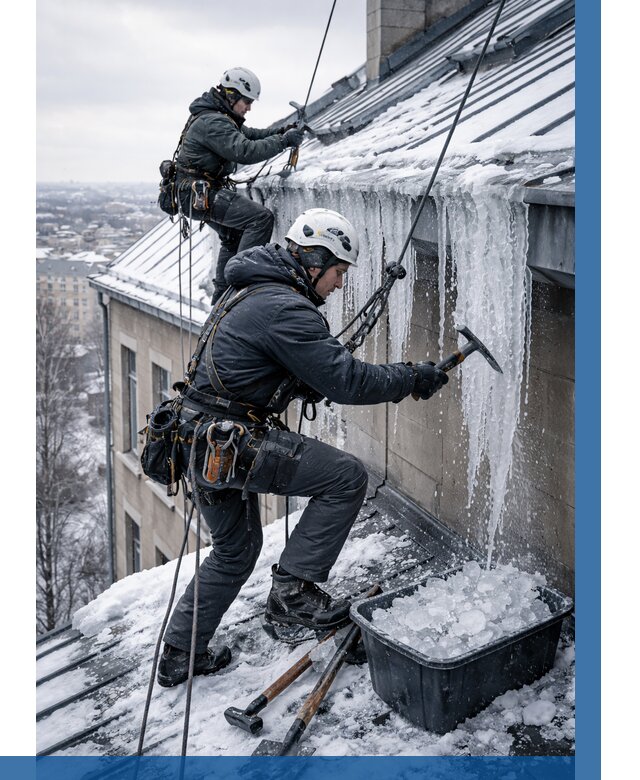 Удаление наледи с кровли в Боре от 5715 р. | ВЫСОТНИК-Бор