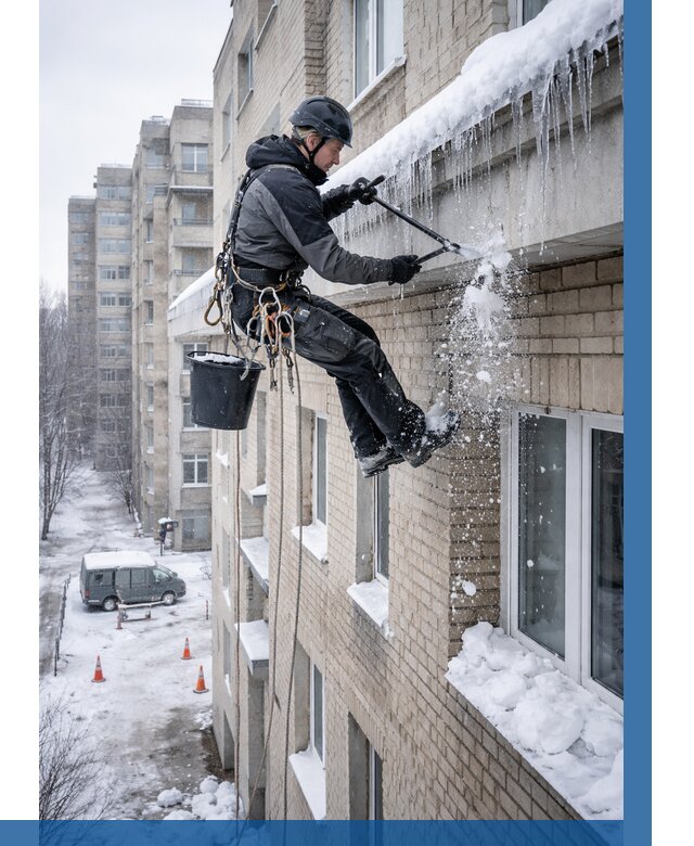 Удаление наледи с карнизов в Боре от 364 р. | ВЫСОТНИК-Бор