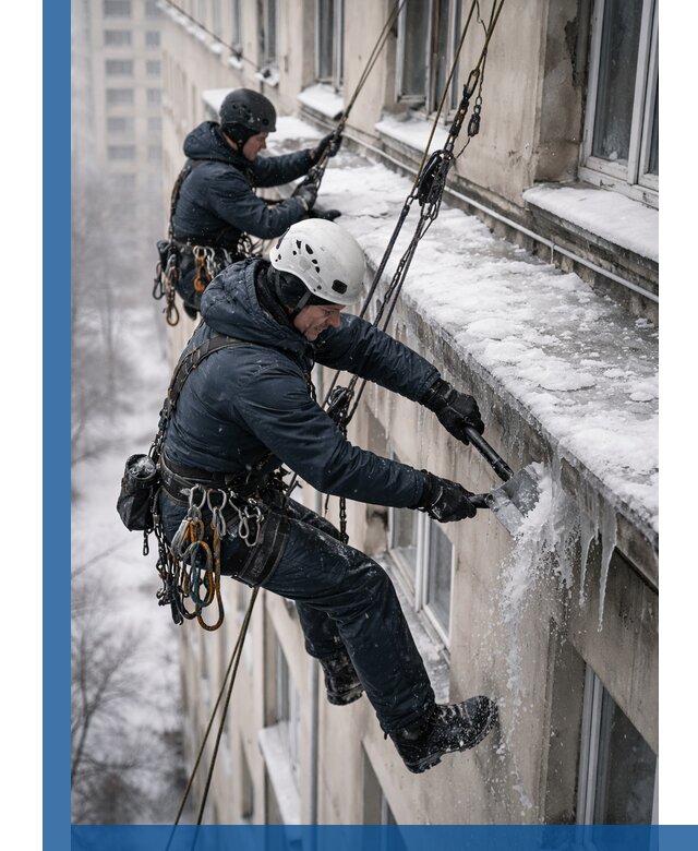 Удаление наледи и сосулек с карнизов в Боре профессионально