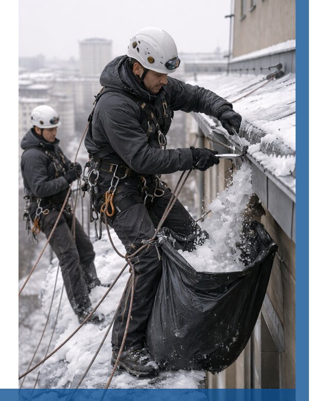 Аварийная очистка крыши в Боре под ключ от 312 р. | ВЫСОТНИК-Бор