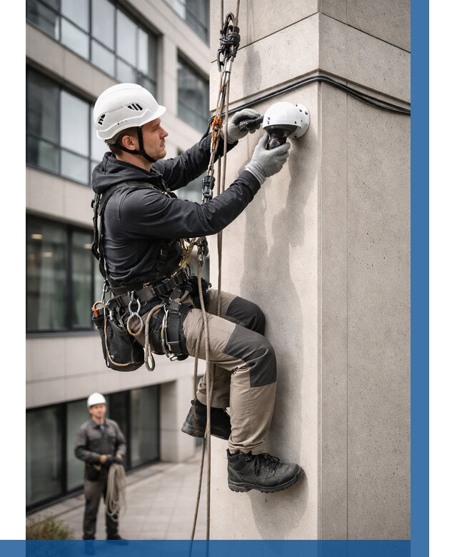 Монтаж камер видеонаблюдения на фасаде в Боре от 8832 р.-ВЫСОТНИК-Бор