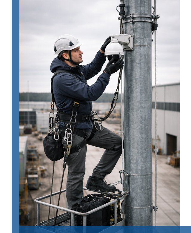 Профессиональная установка видеокамер на мачте в Боре