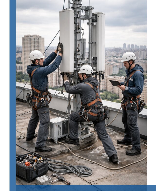 Монтаж антенн связи на крыше в Боре с вводом в эксплуатацию