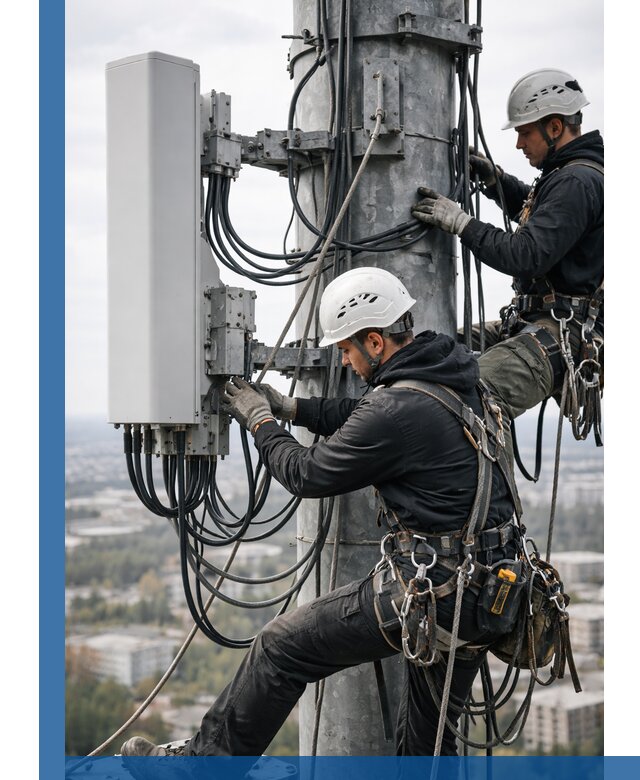 Монтаж оборудования связи на мачте в Боре с пусконаладкой