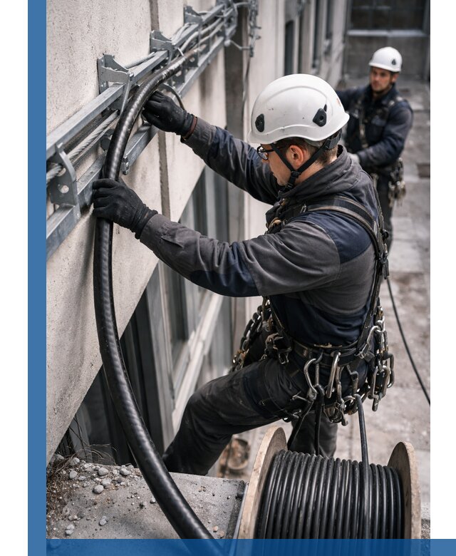 Протяжка кабеля питания на высоте в Боре с гарантией безопасности и качества