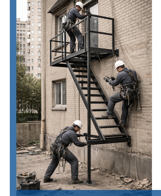 Монтаж пожарной лестницы в Боре, установка и крепление