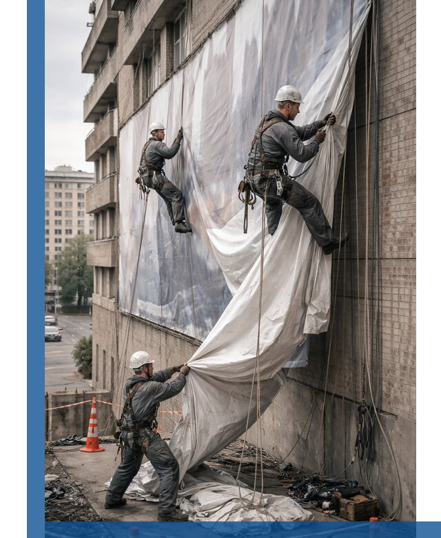 Демонтаж баннеров с фасада в Боре оперативно и безопасно