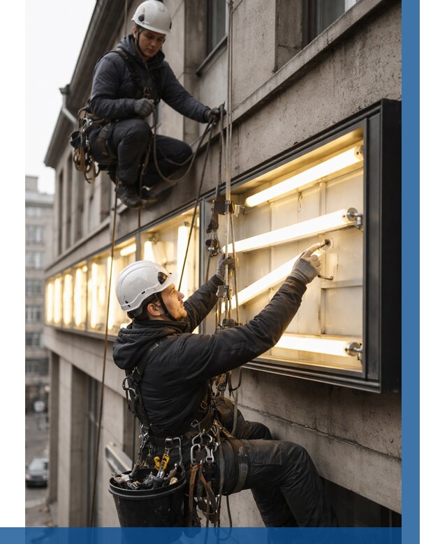 Замена ламп в вывеске в Боре под ключ от 3637 р. | ВЫСОТНИК-Бор