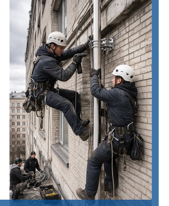 Монтаж флагштока на здании в Боре от 6754 р. | ВЫСОТНИК-Бор