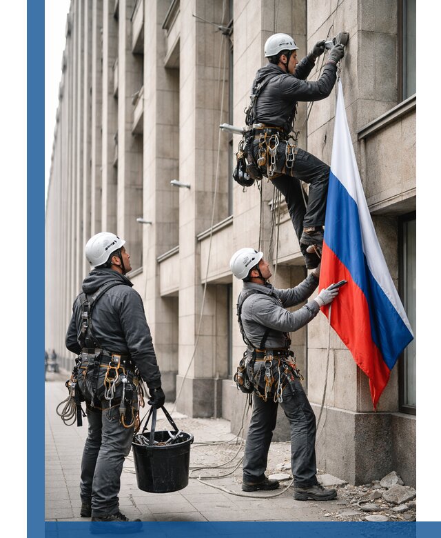 Профессиональная установка флагов на фасаде в Боре