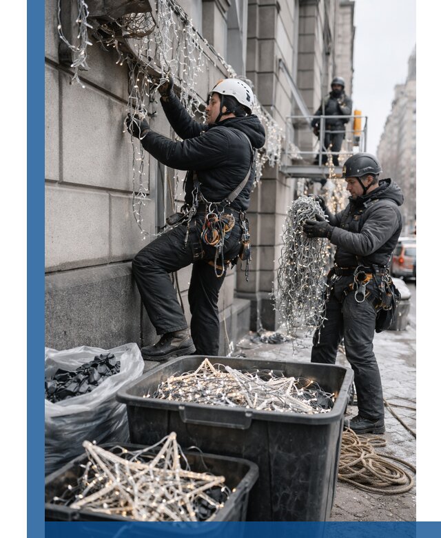 Демонтаж новогоднего оформления и гирлянд в Боре