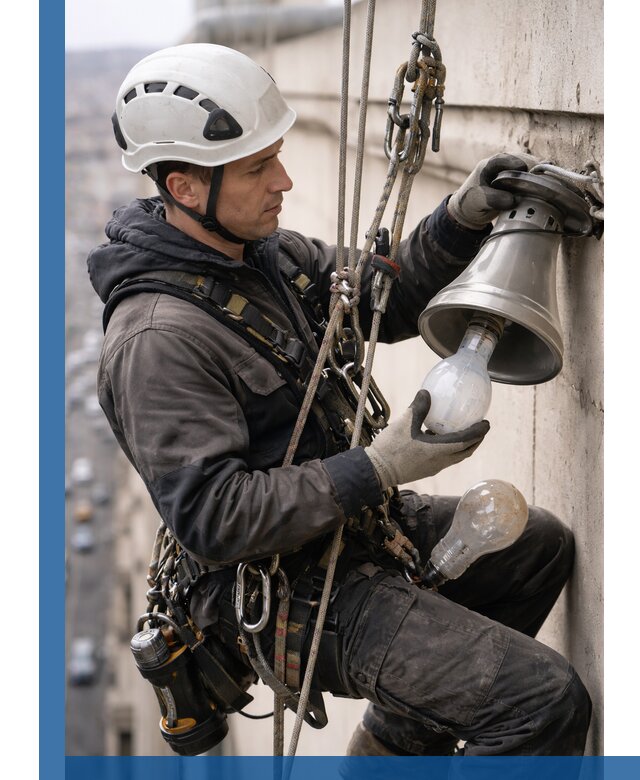 Замена ламп на высоте в Боре профессионально и быстро