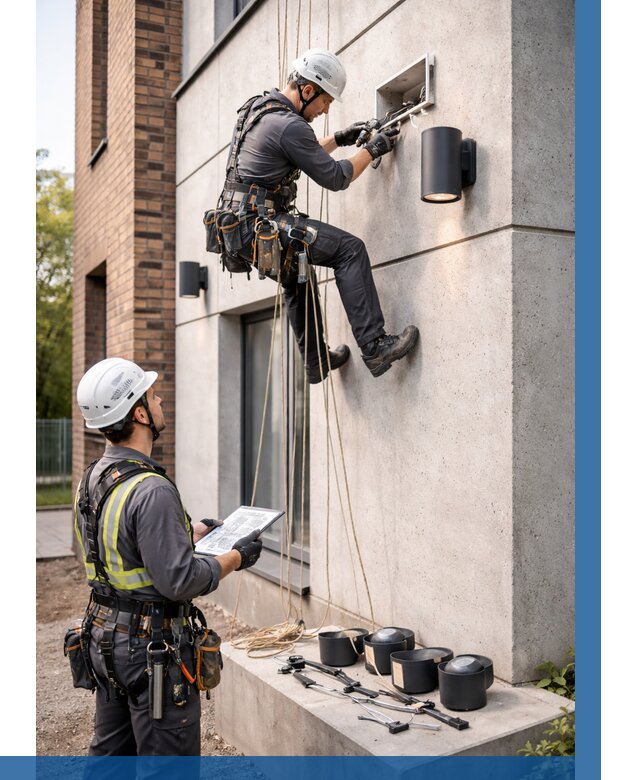 Монтаж фасадного освещения в Боре от 2598 р. | ВЫСОТНИК-Бор