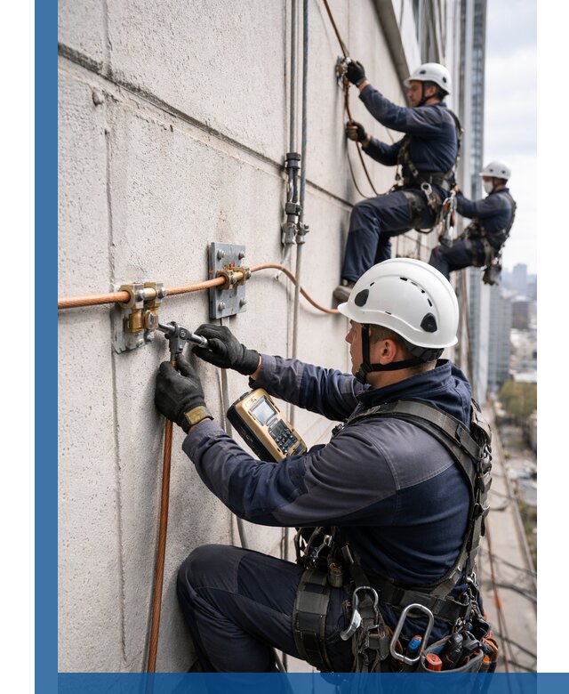 Монтаж системы заземления здания и молниезащиты в Боре