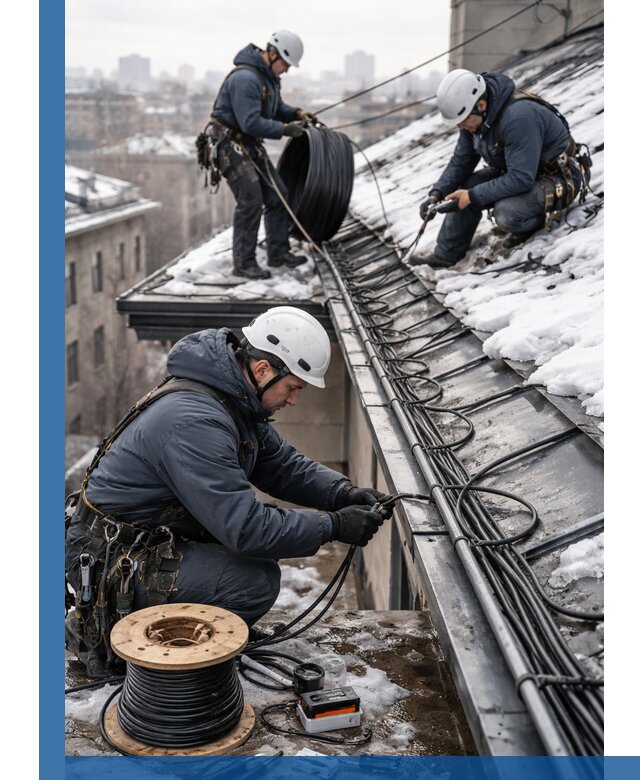 Монтаж греющего кабеля на кровле в Боре под ключ