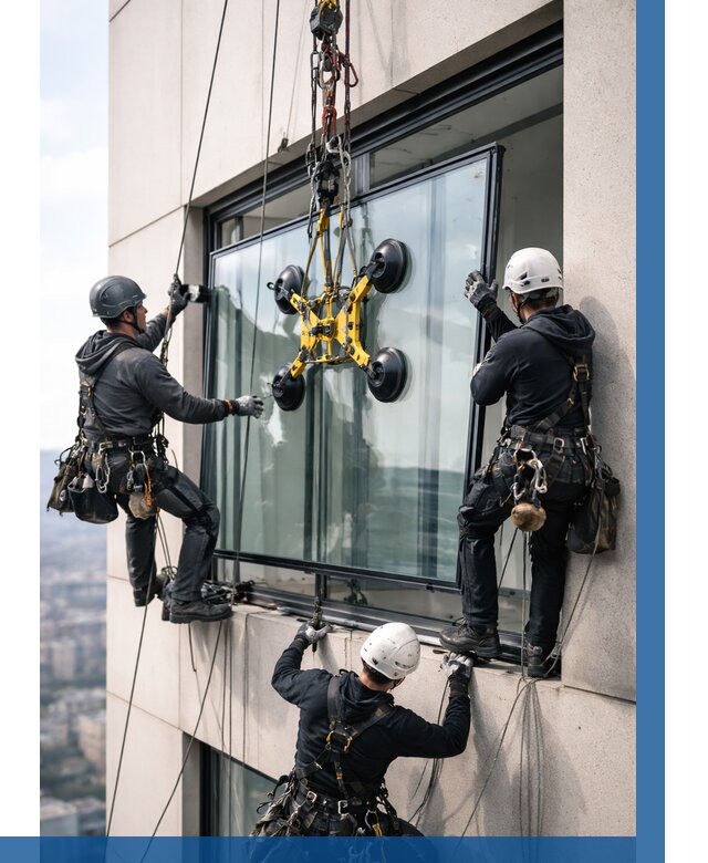 Монтаж стеклопакетов на высоте в Боре от 3325 р. | ВЫСОТНИК-Бор