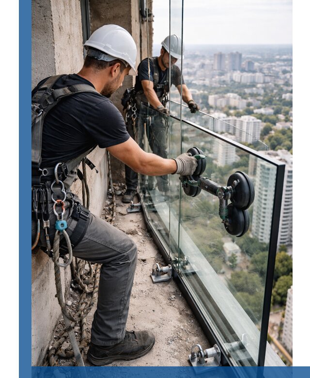 Монтаж стеклянных ограждений под ключ с гарантией в Боре