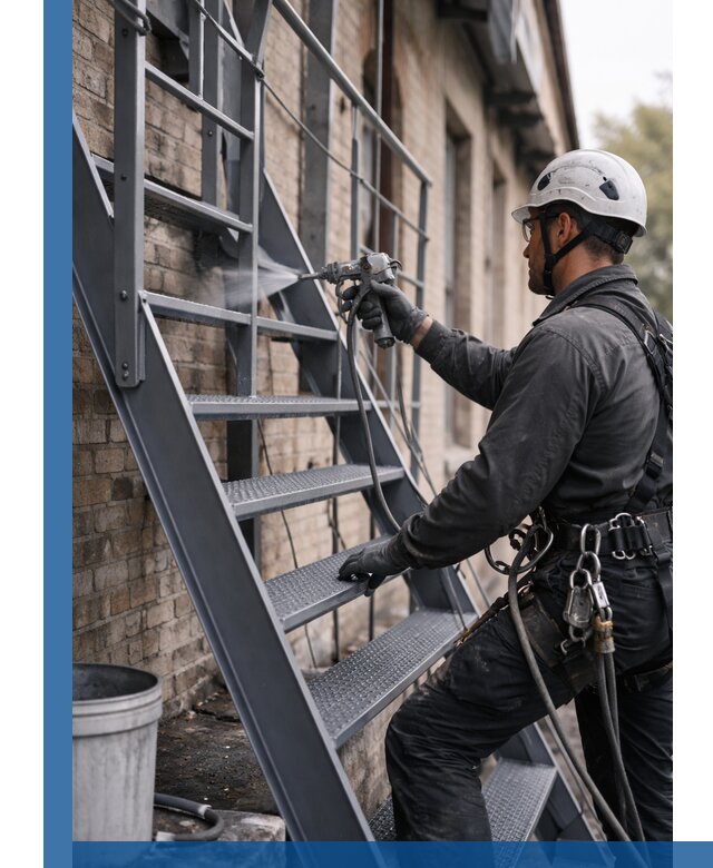 Покраска и антикоррозионная защита пожарных лестниц в Боре