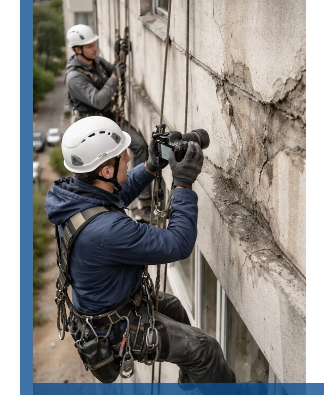 Фотофиксация дефектов фасада с высотной съемкой в Боре